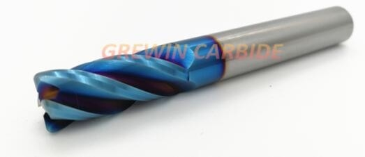 Νανο μπλε μύλος Tungstan 0.01mm τελών ακτίνας γωνιών καρβιδίου